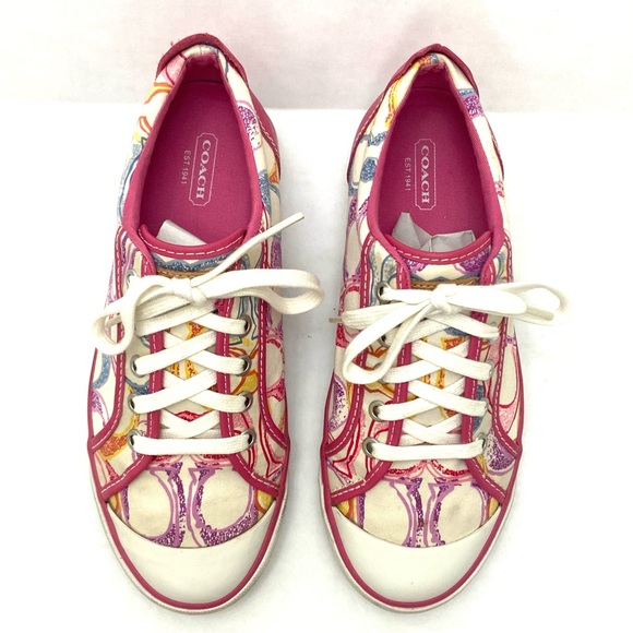 Coach Women's Multi-Color Barrett Poppy Lace-Up Sneaker (Q675) - Picture 11 of 15